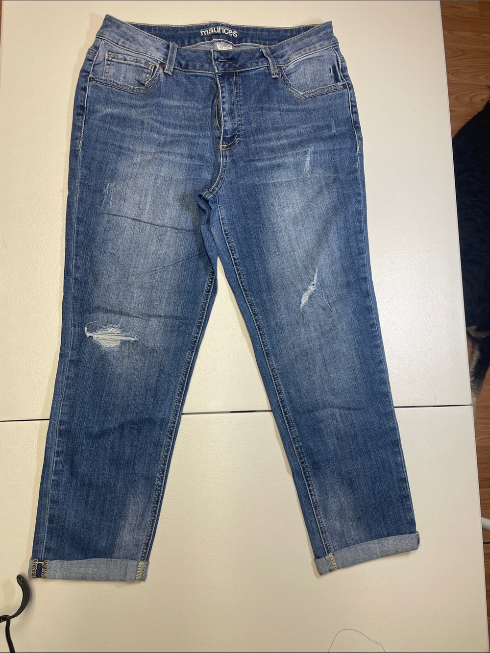 Maurices Blue Distressed Boyfriend Jeans